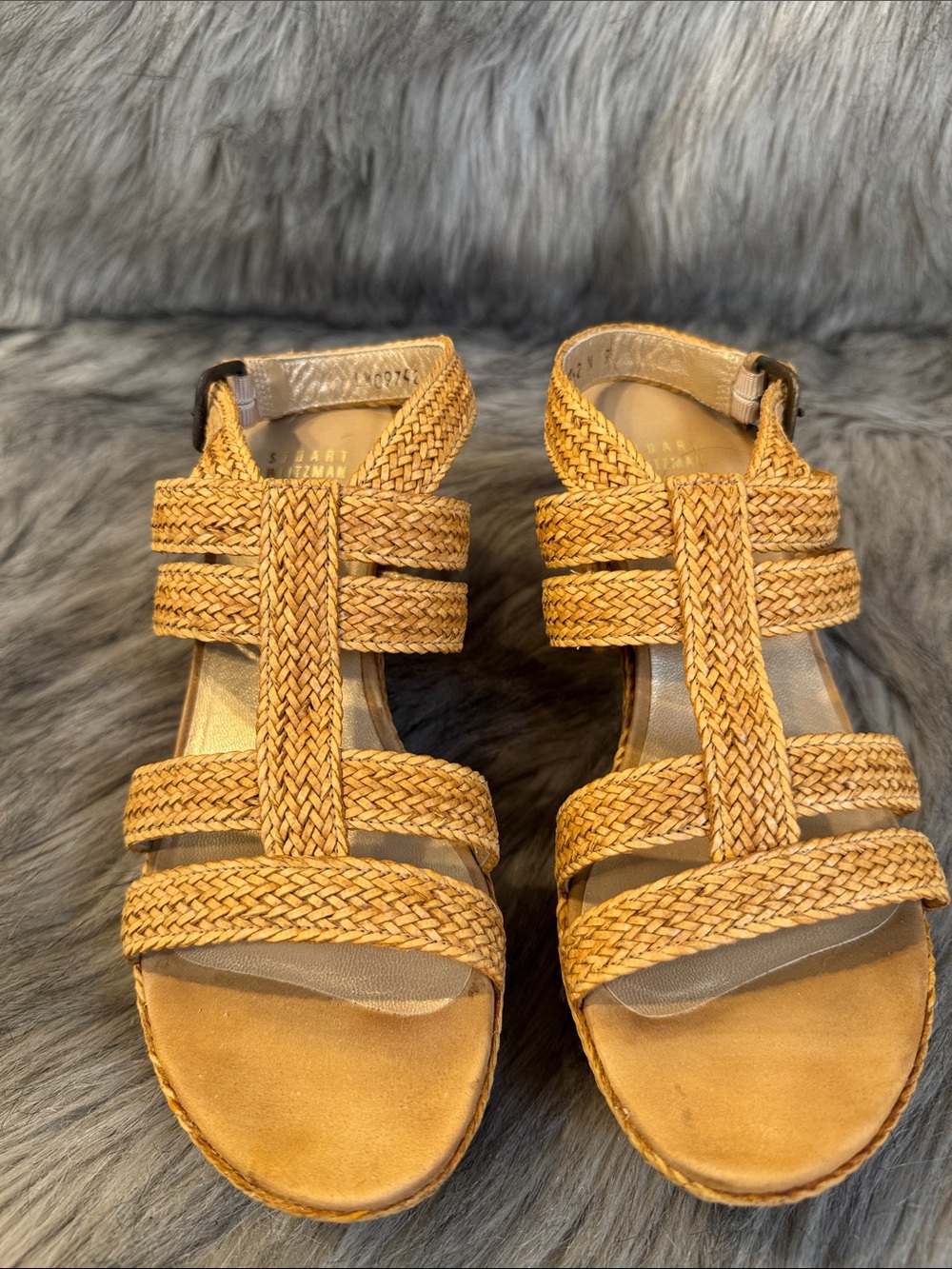 Stuart Weitzman Braided Platform Wedge Sandals in Tan Size 9 - Picture 4 of 10